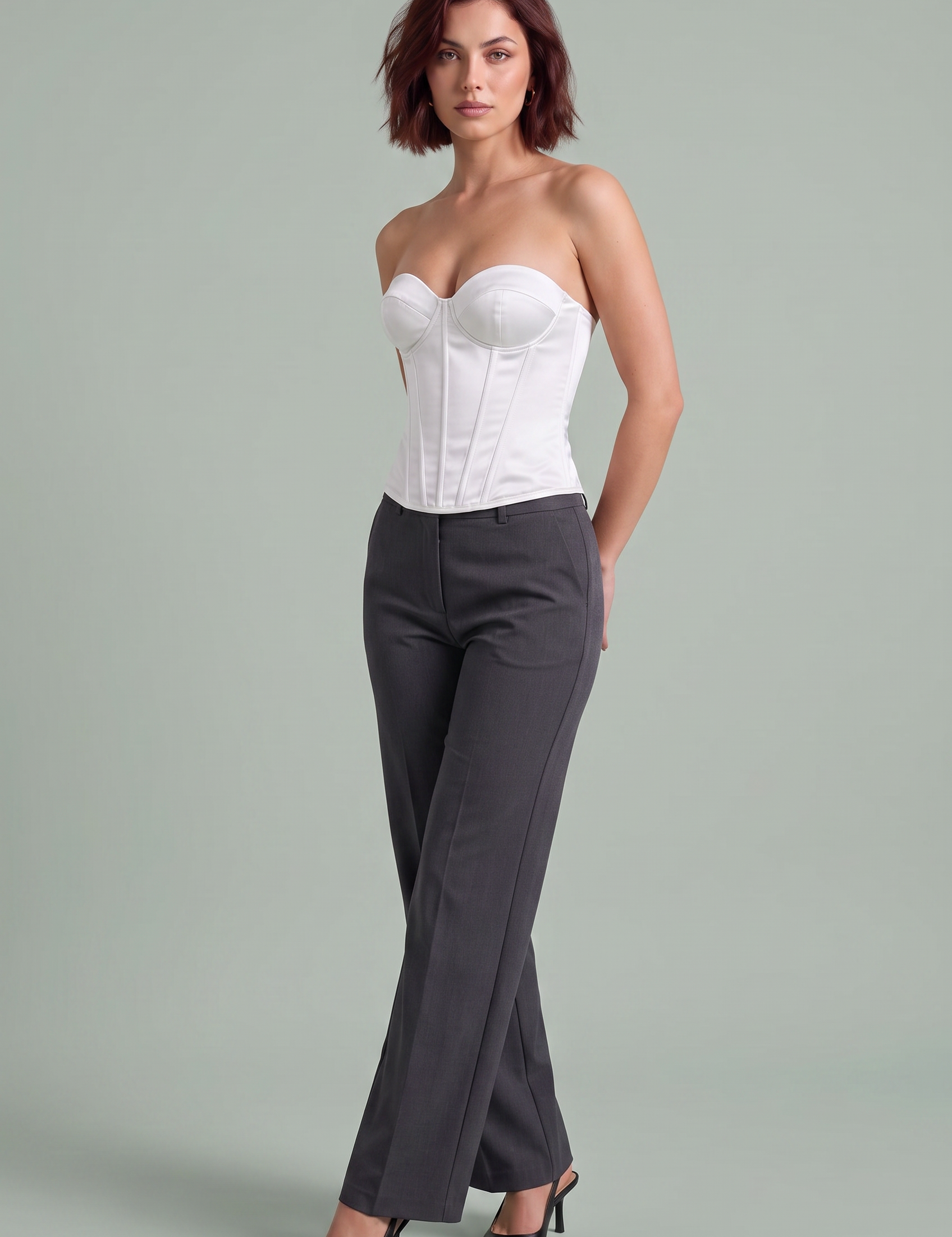 Bustier corset décolleté cœur laçage dos | Variante Blanc | Lounelle Paris