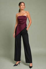 Top bustier froncé asymétrique