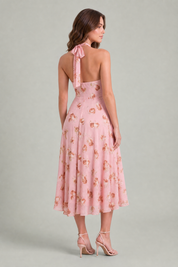 Robe rose fleurie dos nu | Vue de dos | Lounelle Paris