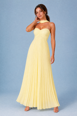 Robe longue plissée dos nu