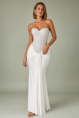 Robe longue bustier drapée