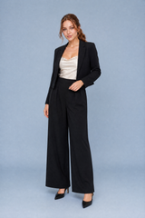 Pantalon large taille haute plissé