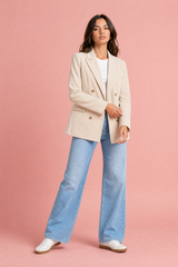 Blazer mi-long velours côtelé