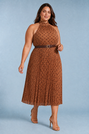 Robe marron à pois col licou