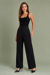 Pantalon tailleur blanc taille haute