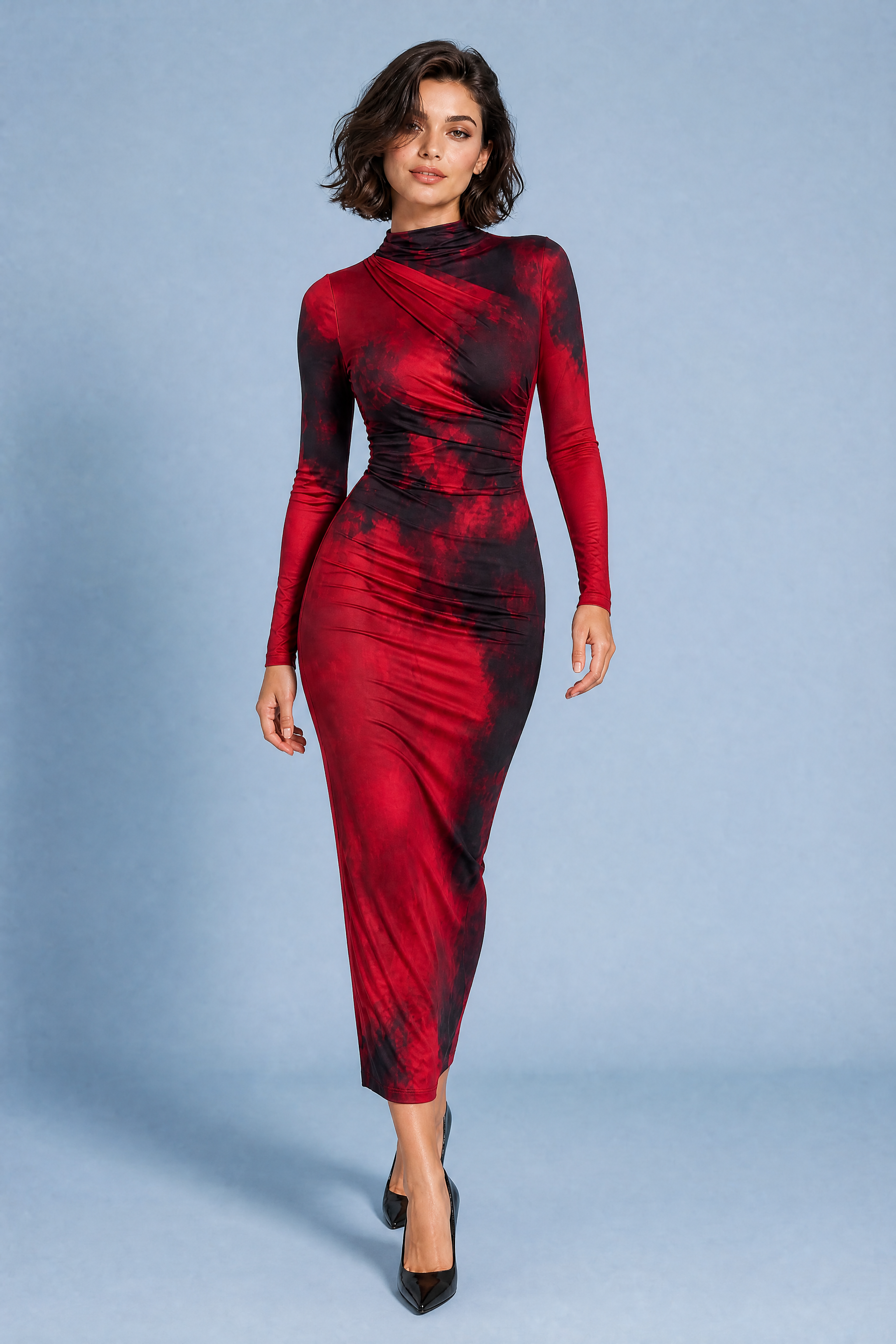 Robe longue rouge moulante | Vue en mouvement | Lounelle Paris