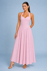 Robe longue blanche licou dos nu