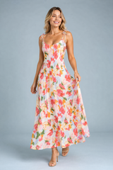 Robe longue bleue à bretelles