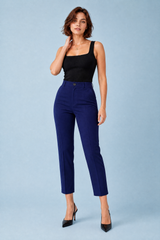 Pantalon droit taille haute 7/8