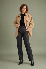 Manteau mi-long ample à revers