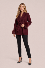Manteau court ample col châle