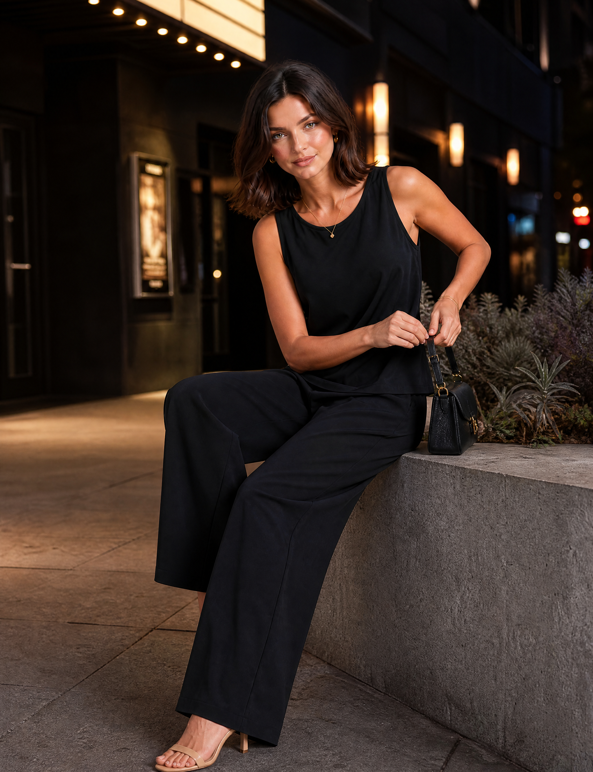 Ensemble fluide pantalon large | Variante Noir - Lifestyle | Lounelle Paris