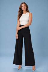 Pantalon large fluide taille haute