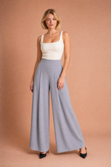 Pantalon large taille haute fluide