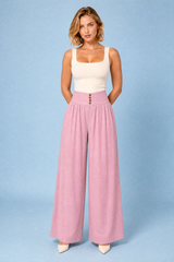 Pantalon large plissé taille haute