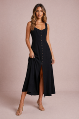 Robe midi à encolure carrée