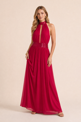 Robe longue col licou dos nu