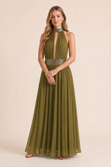 Robe longue col licou dos nu