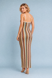 Robe longue rayé dos ouvert | Vue de dos | Lounelle Paris