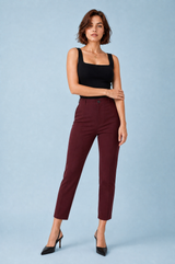 Pantalon droit taille haute 7/8