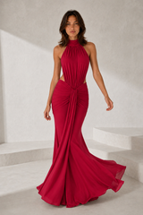 Robe longue moulante col montant