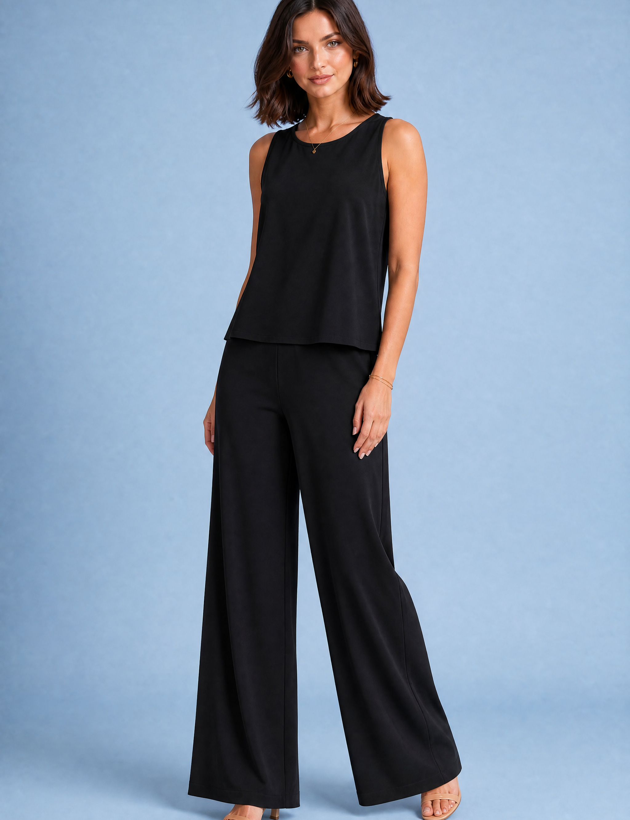Ensemble fluide pantalon large | Variante Noir | Lounelle Paris
