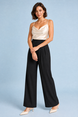 Pantalon large taille haute fluide