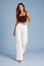 Pantalon fluide taille haute jambe large | Vue en mouvement | Lounelle Paris