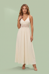 Robe longue abricot col halter dos nu
