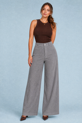 Pantalon large velours côtelé taille haute
