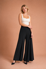 Pantalon large taille haute fluide
