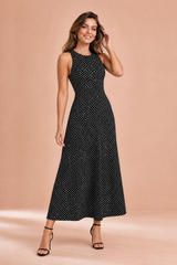 Robe longue à pois dos nu