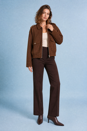 Veste ample effet suédine | Variante Marron | Lounelle Paris