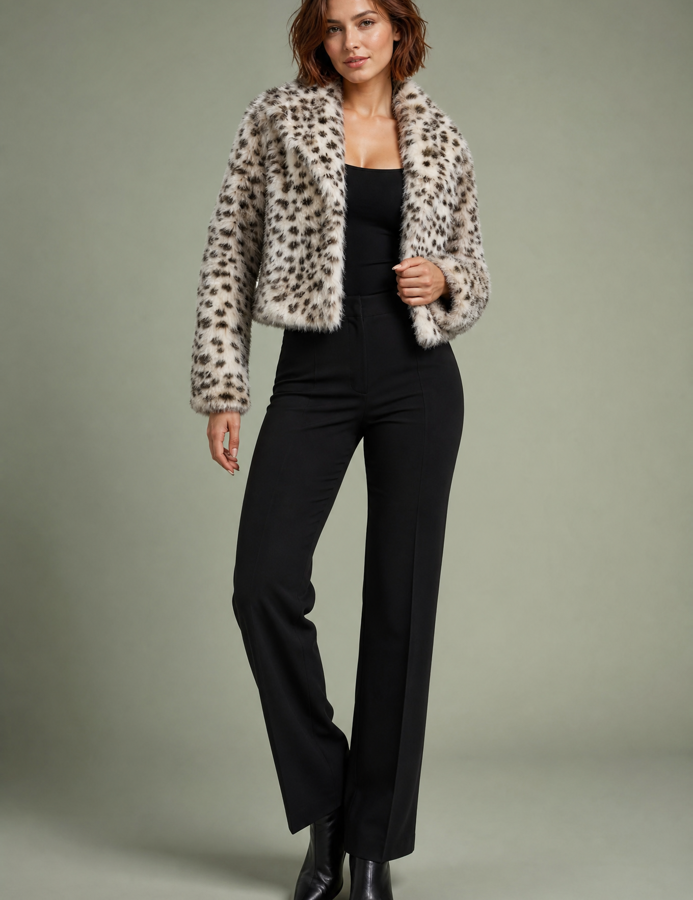 Veste en fausse fourrure imprimé animalier | Vue de face | Lounelle Paris