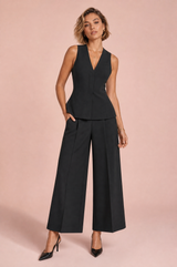 Ensemble noir col V taille haute
