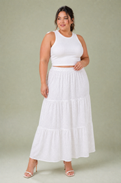 Ensemble blanc à imprimé floral | Porté sur une silhouette plus ronde | Lounelle Paris