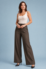 Pantalon large taille haute