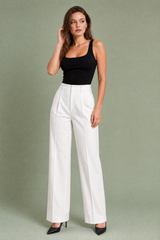 Pantalon tailleur blanc taille haute