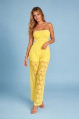 Combinaison jaune bandeau transparente