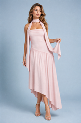 Robe longue bustier asymétrique