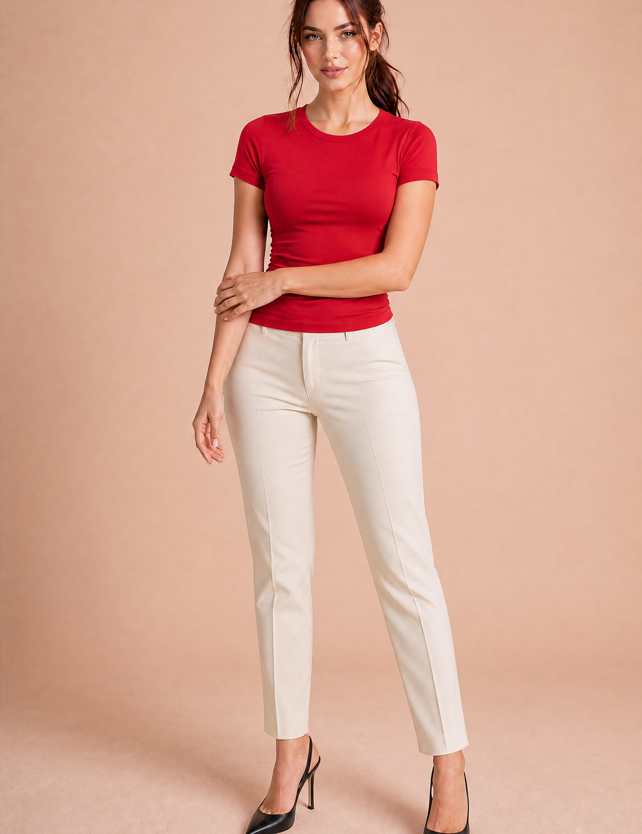 T-shirt col rond ajusté | Variante Rouge | Lounelle Paris