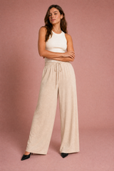 Pantalon fluide large taille cordon