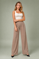 Pantalon large taille haute