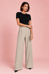 Pantalon taille haute jambes larges