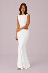 Robe longue dos nu taille ajourée