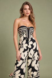 Combinaison noire bustier dos nu | Vue rapprochée | Lounelle Paris