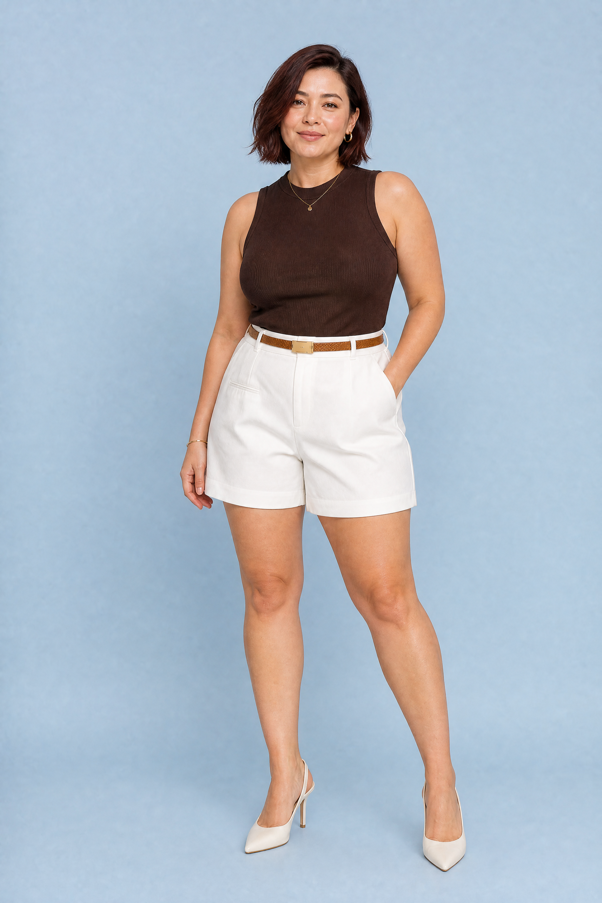 Short bermuda ample taille haute | Porté sur une autre silhouette | Lounelle Paris