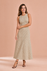 Robe longue à pois dos nu