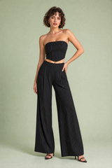 Ensemble rayé bandeau et pantalon large