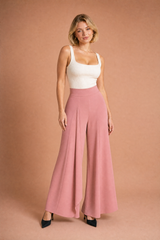 Pantalon large taille haute fluide